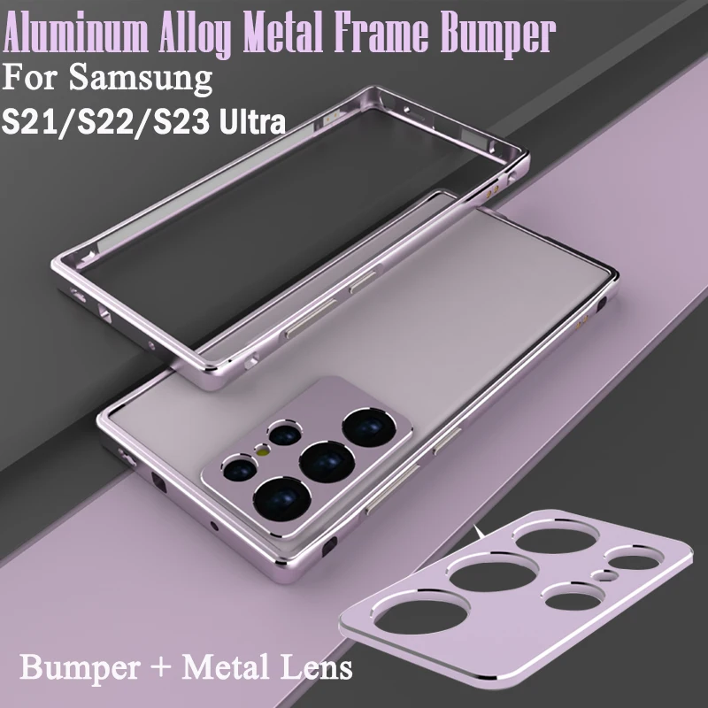 Luxury Double Patchwork Color Aluminum Bumper For Samsung Galaxy S22 S23 Ultra Note 20 Ultra Metal Camera Protection Cover Coque