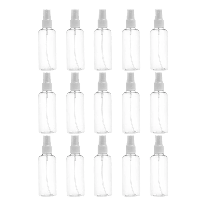 

15Pcs 100Ml Clear Plastic Empty Spray Bottles Refill Mist Pump Portable Travel Reuse