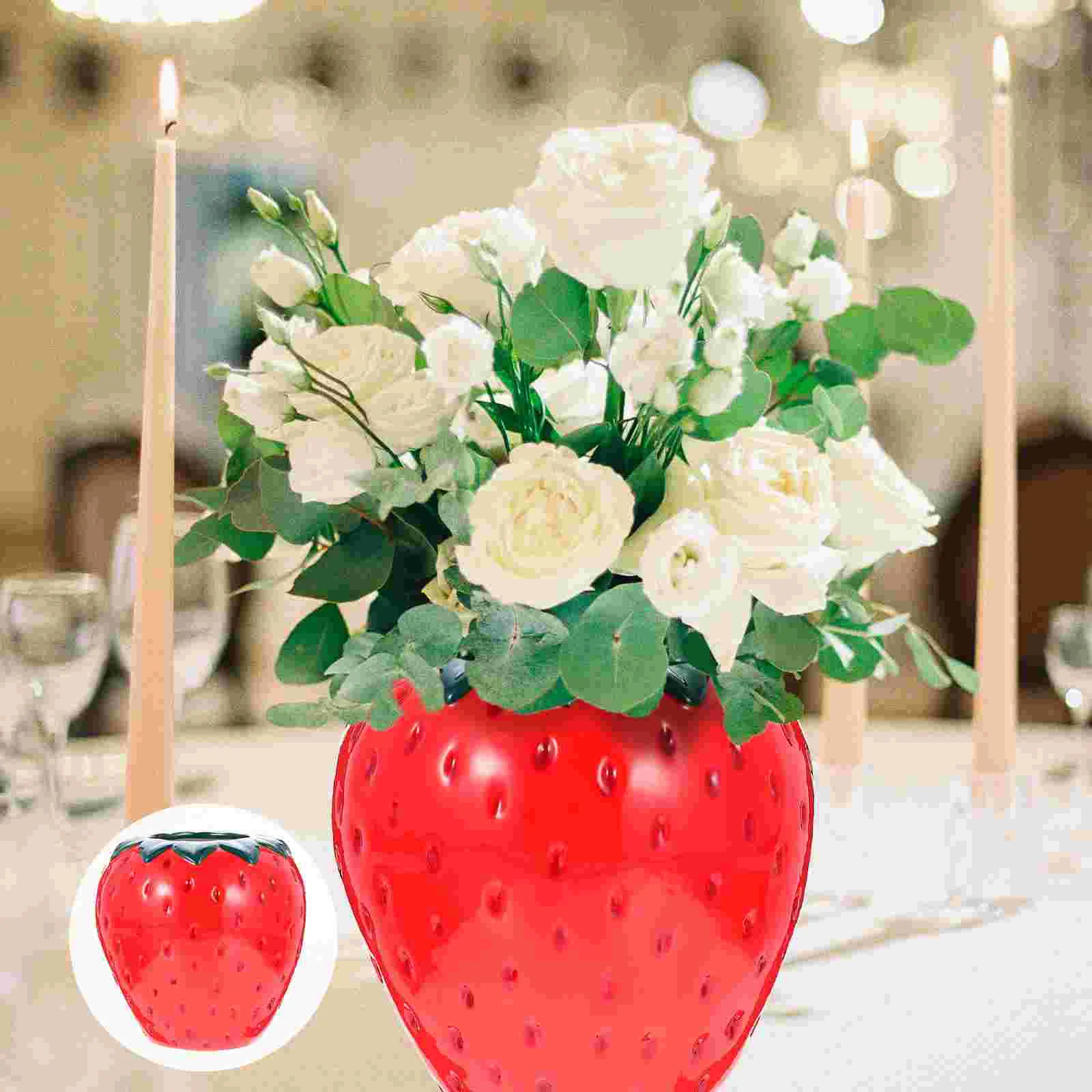 

Vase Flower Ceramic Strawberry Pot Planter Floral Decorative Fruittableholder Wedding Vasesarrangement Decor Pottery Small