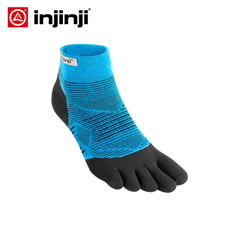 Носки Injinji с пятью пальцами, низкие, тонкие, для бега, предотвращающие появление блистеров, мужские быстросохнущие однотонные, для велоспорта