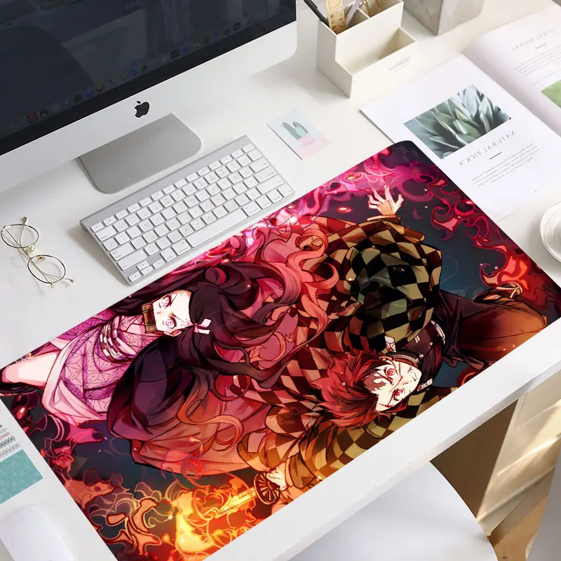 

XL Anime Demon Slayer Mousepad HD Printing Computer Gamers Locking Lock Edge Mouse Pad XXL90x40cm Keyboard PC Desk Pad Csgo Mat