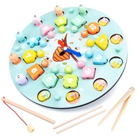 1 set clock memory chess wooden magnetic fishing toys kids early educational puzzles toy parent child interactive game gifts