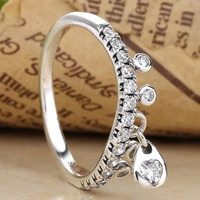 authentic 925 sterling silver chandelier droplets with crystal rings for women wedding party europe pandora jewelry