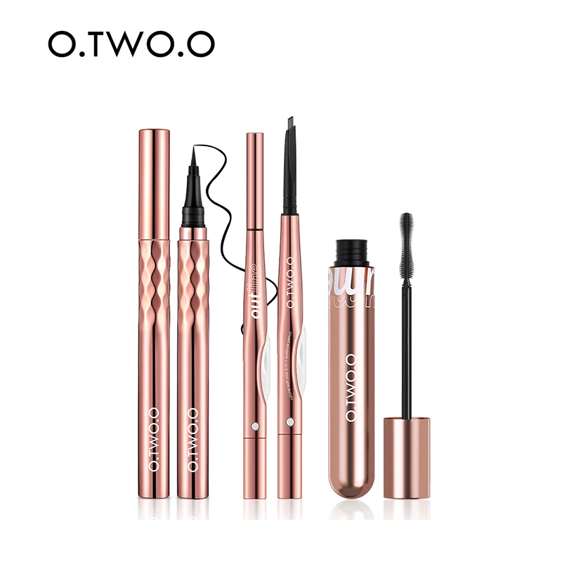 

O.TWO.O Makeup Set 4d Silk Fiber Mascara Eyeliner Pen Eyebrow Pencil Waterproof Smudge Proof Long-lasting Cosmetics Kit 3pcs