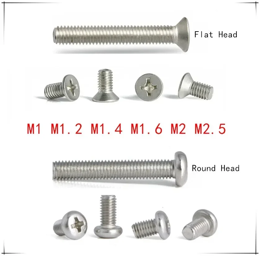 

Винты Phillips из нержавеющей стали M1/M1.2/M1.4/M1.6/M2/M2.5 * 3/4/5/6/8/10 мм