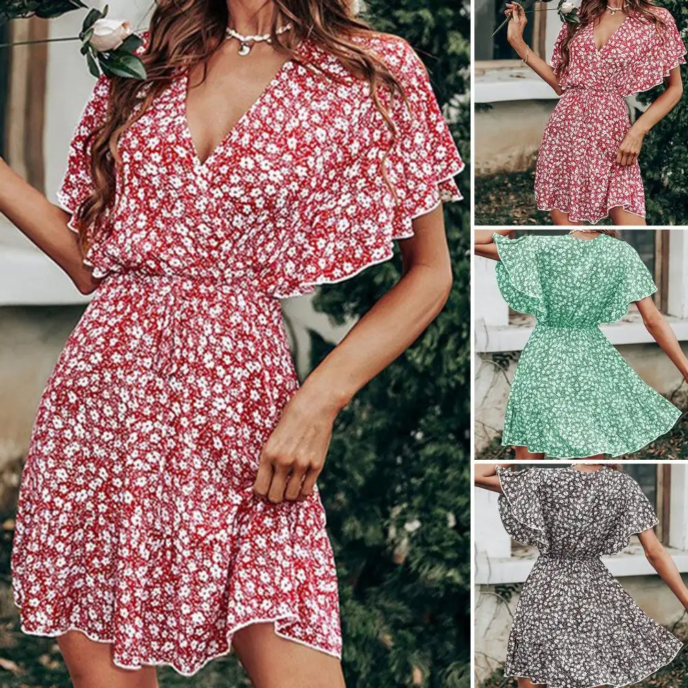 

Popular Summer Dress Soft Polyester Dress Prevent Exposure Mini Dress