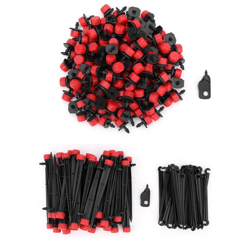 

2 Set Adjustable Irrigation Drippers Micro-Sprinklers Heads 1/4 Inch Drip Watering Kits, 1 Set 101 Pcs & 1 Set 151 Pcs