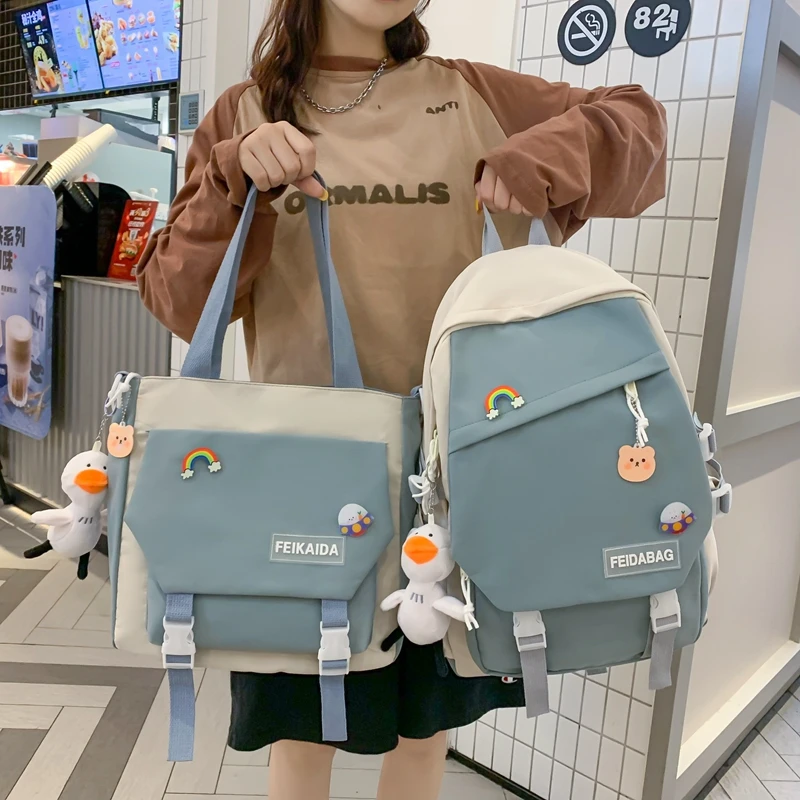

JOYPESSIE Fashion Cute Cotton Women Backpack Teen Studen Kawaii Bookbag Setbag for Girls Schoolbag Rucksack Tutorial Bag Mochila