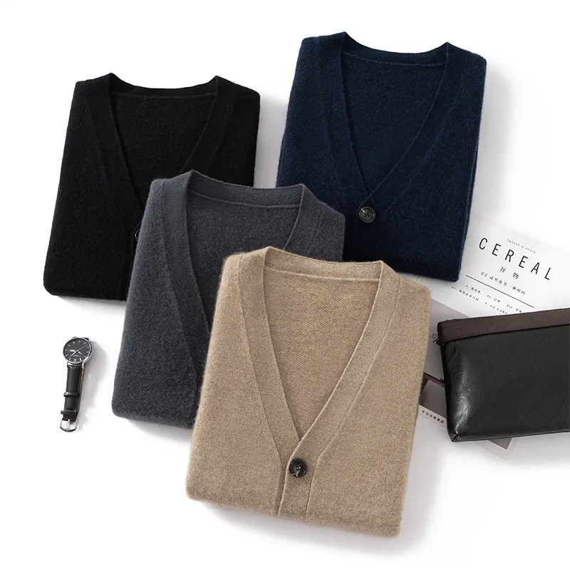 Повседневный шерстяной кардиган с v-образным вырезом жилет 2024 осень/зима новый