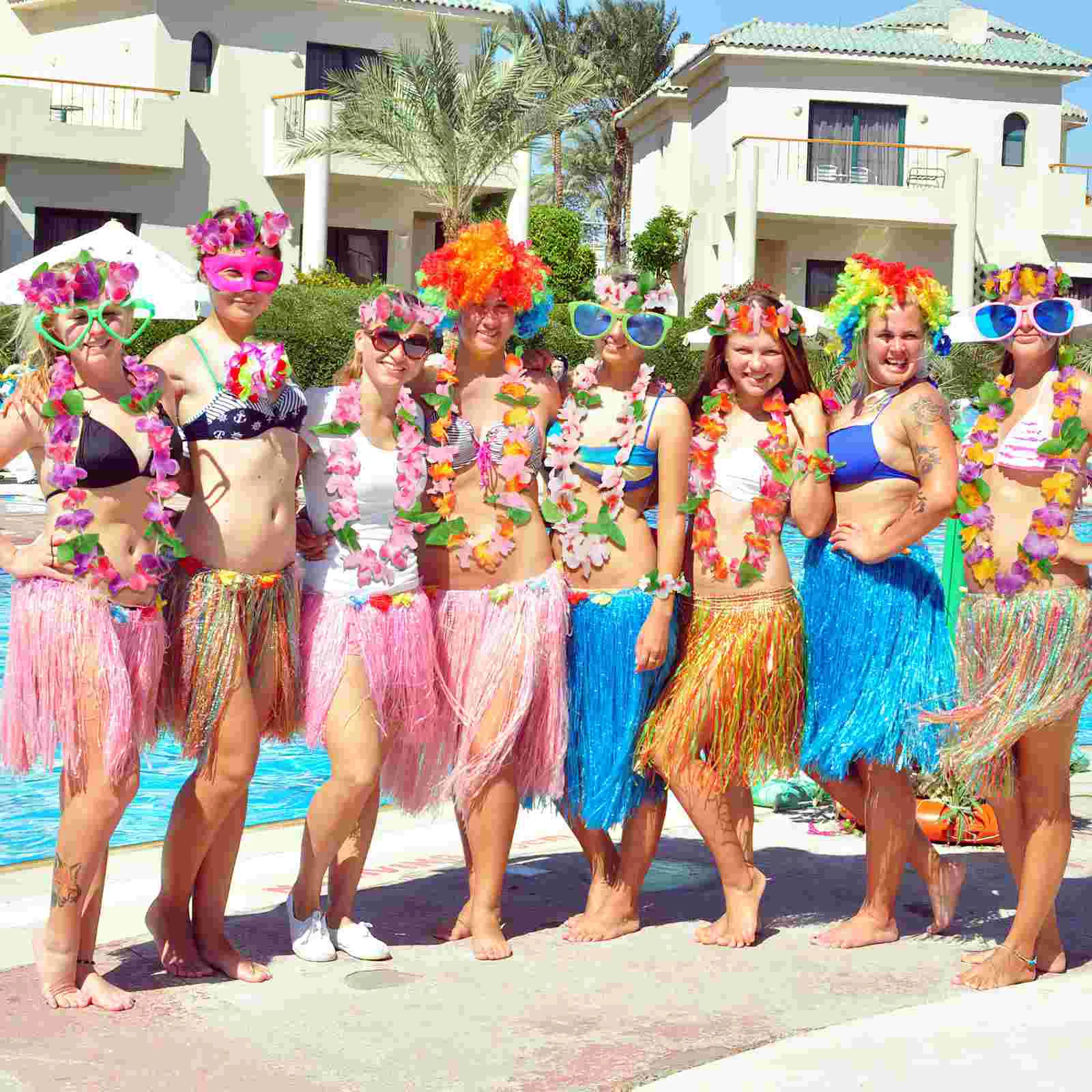 6 комплектов тропических гирлянд ожерелье с цветком гавайские цветочные