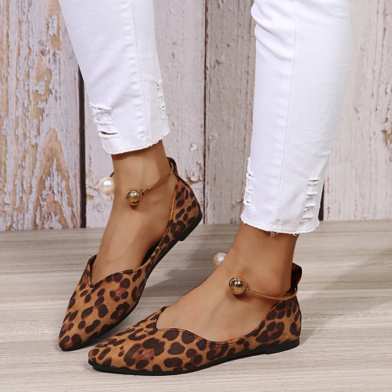 

2022 Tennis Women's Fashion Women's Casual Shoes Breathable Slip-on Flat Shoes Pointed Toe Leopard Print Outdoor Loafers