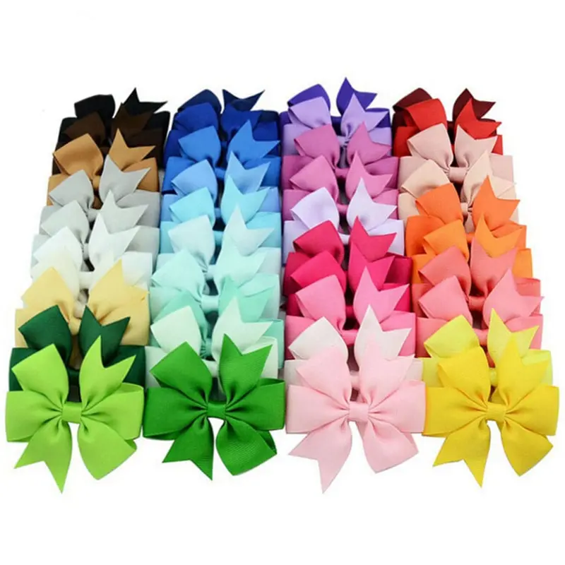 

40pcs/lot Baby Girl Grosgrain Ribbon Boutique Hair Bows WITH Alligator Clips Pinwheel Bow For Kids Hairbow Hair Accessories