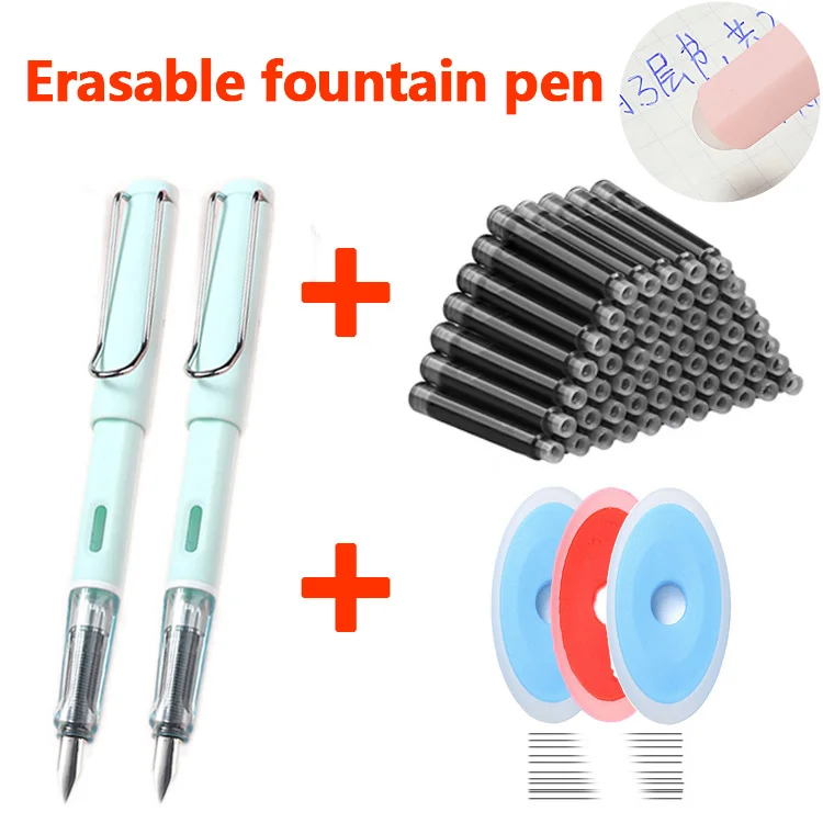 

25 PCS Erasable Fountain Pen Kawaii Stationery replacable refills 0.5mm Writing School Pens Office Fountain Pen School Supplies