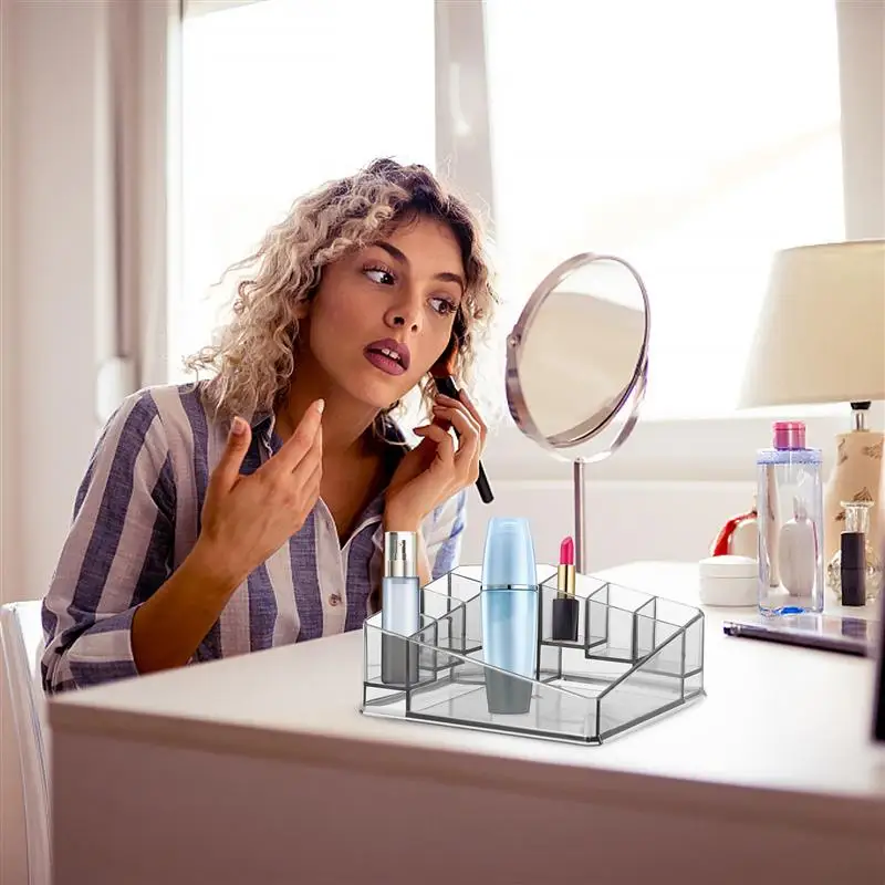 Прозрачный пластиковый настольный органайзер держатель для губной помады