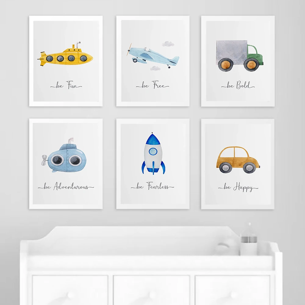 

Airplane Car Inspiring Quote Child Posters Print Nursery Canvas Painting Wall Art Picture Nordic Kids Decoration Baby Room Decor