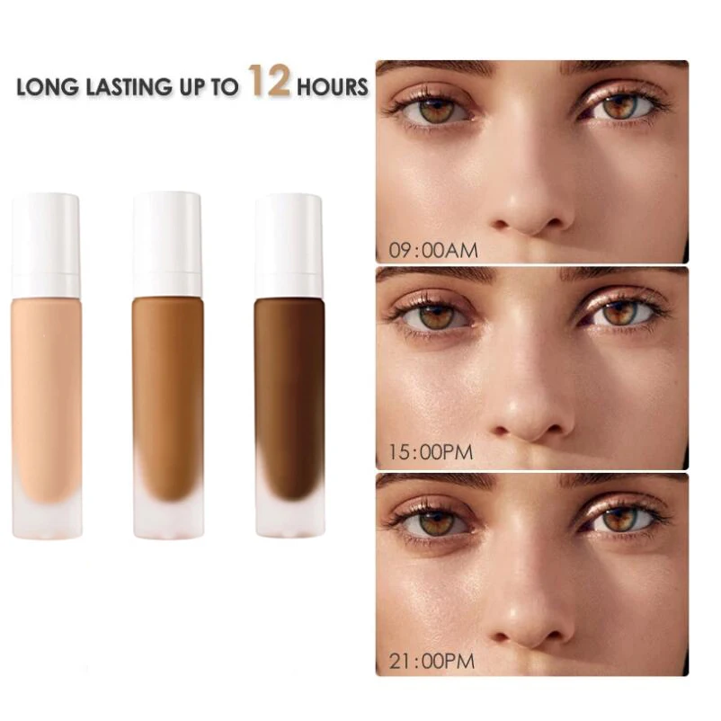 

Liquid Matte Foundation Base Cream Full Coverage Concealer Oil-control Cover Acne Spots and Dark Circles Facial Makeup