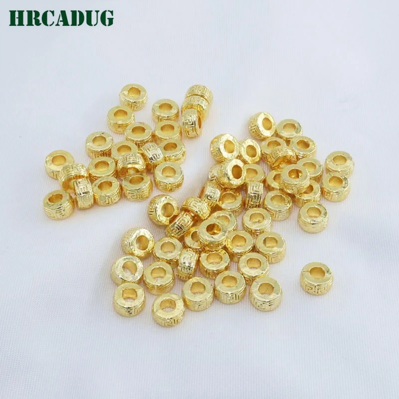 6.5mm Jewelry Bead 18K Gold Plated Brass Metal Large Hole Spacer Beads DIY Accessories Findings Separating For Beads Wholesale