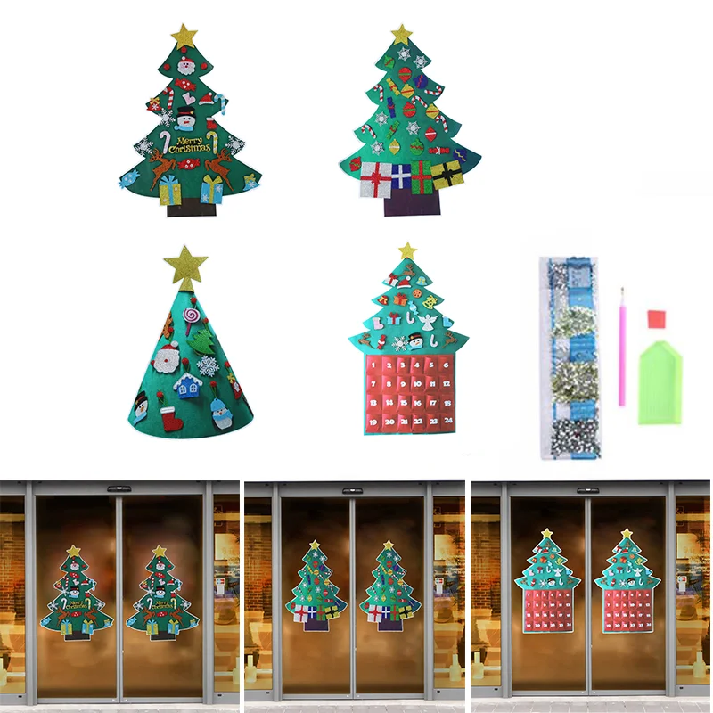 

Рождественская декоративная наклейка «сделай сам», алмазная живопись, Рождественская елка, Настенная Наклейка на дверь и окно, домашний декор, подарок для детей, новый год 2023