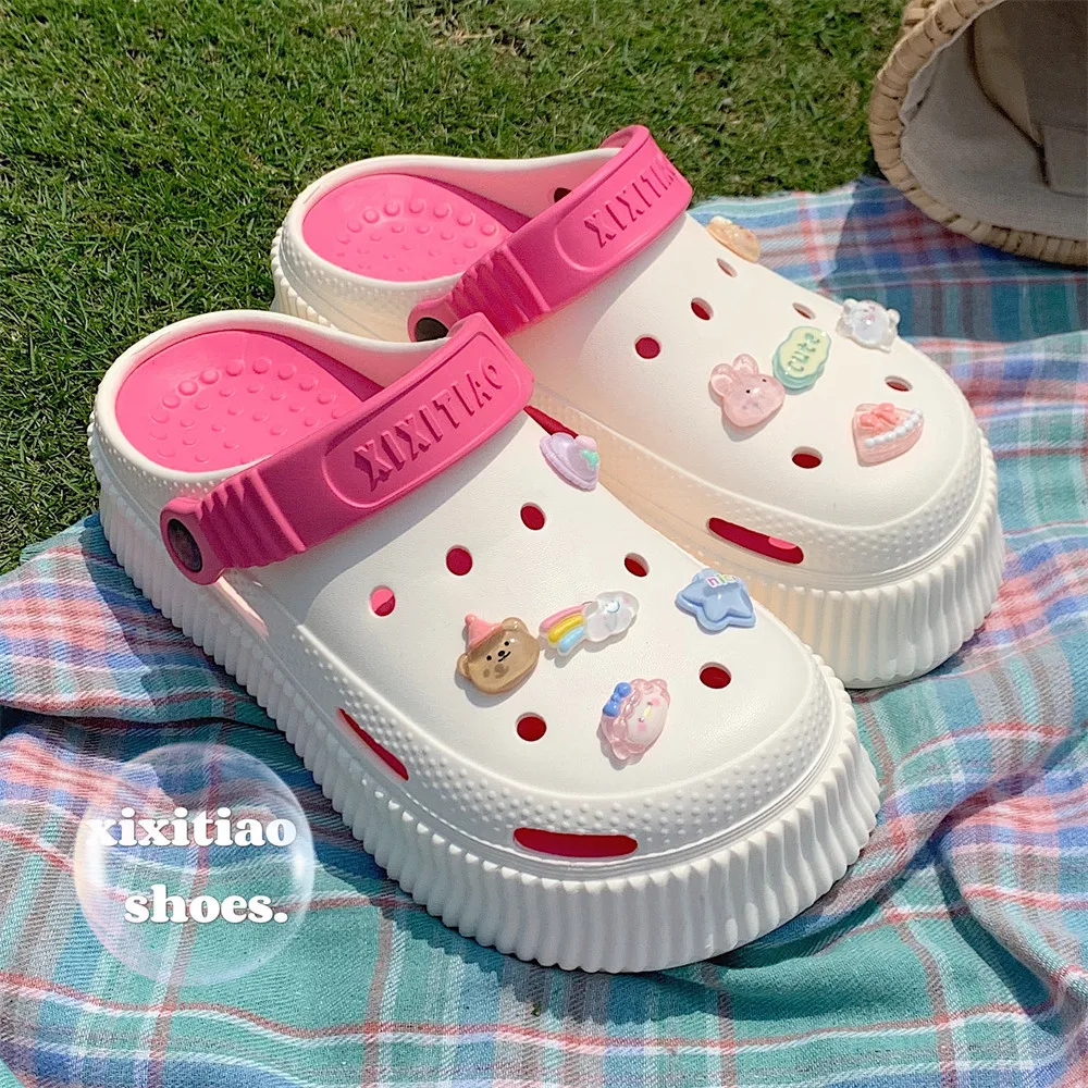 

Women's Thick Sole Hole Shoes Creative New Style Beach Vacation Women's Slippers Beach Sandals Summer New EVA Elevated Outwear