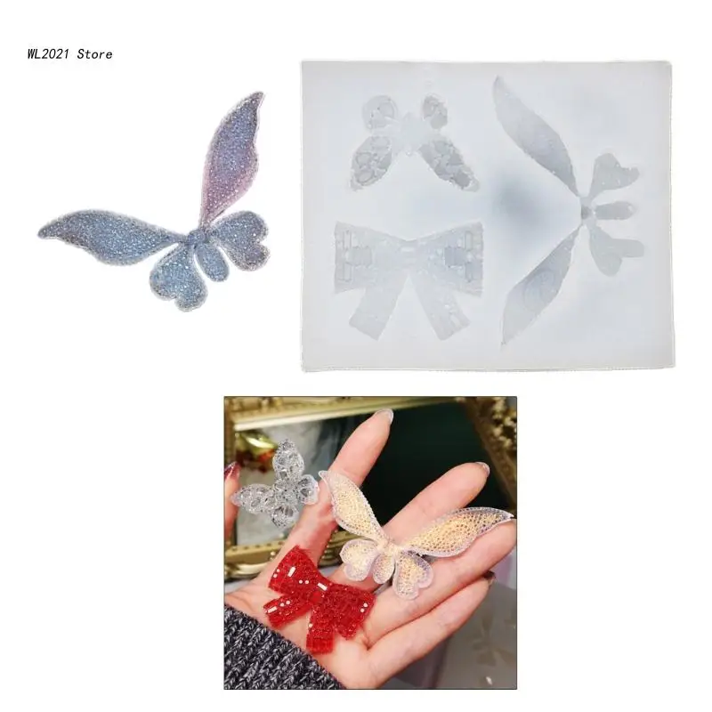 

Butterflies Hairpin Silicone Mold Headdress Hair Pin Decorative Mold Keychain Pendant Mold DIY Craft Jewelry Making