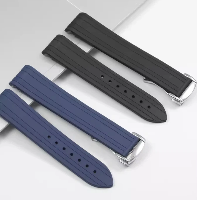 

Rubber Watch Accessories Strap FOR OMEGA Sea Speed Master Watch Band Waterproof Silicone Butterfly Safety Buckle Bracelet 20mm