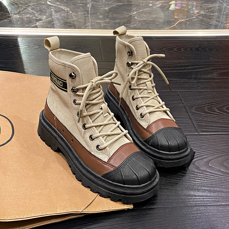 

Spring Autumn Fashion Boots for Women Comfortable Breathable Canvas Boots Men Platform Ankle Boots Casual Women Botines Mujer
