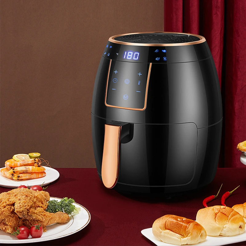 

220V Multi Electric Air Fryer 5.5L Large Capacity Smart Automatic Household 360°Baking LED Touchscreen Deep Fryer without Oil