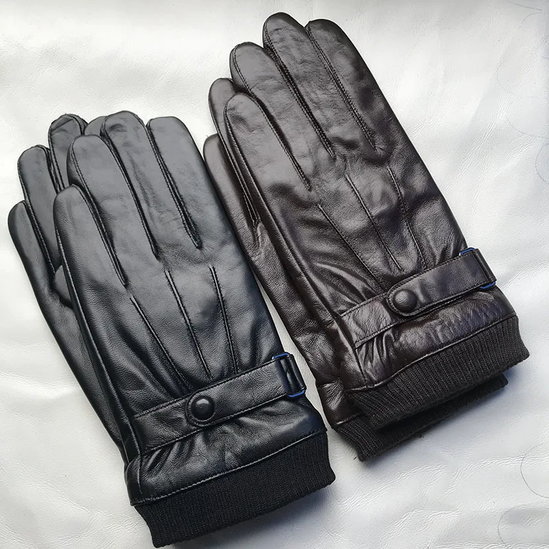 Men Lambskin Touch Screen Gloves Spanish Raw Winter Autumn Thicken Warm unisex for driving,moto,fishing Gloves For