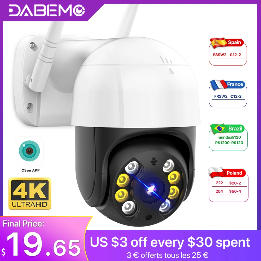 

8MP 4K HD IP Camera 5MP Outdoor iCSee Wifi Camera PTZ Security CCTV Camera Ai Human Detection External Surveillance Camera H.265