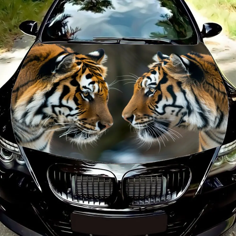 Tiger Car Hood Vinyl - High-Performance &amp Durable Custom-Fit for Your Vehicle’s