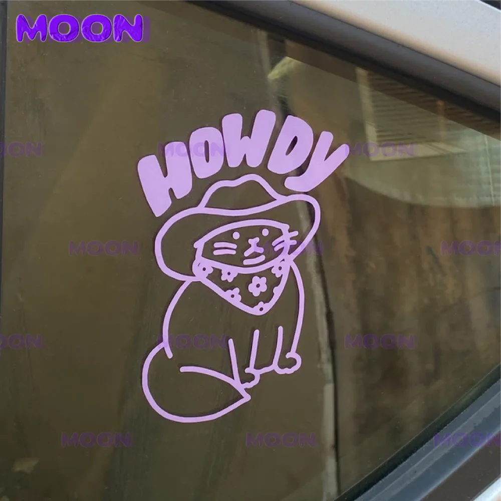 

Funny Car Decals Howdy Cute Cats Car Window Decals Laptop Computer Decals Automatic Waterproof Vinyl Accessories Decoration