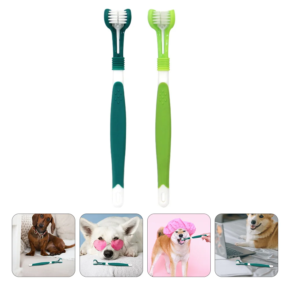 

2pcs Pet Triple Headed Dog Pet Teeth Cleaning Brush
