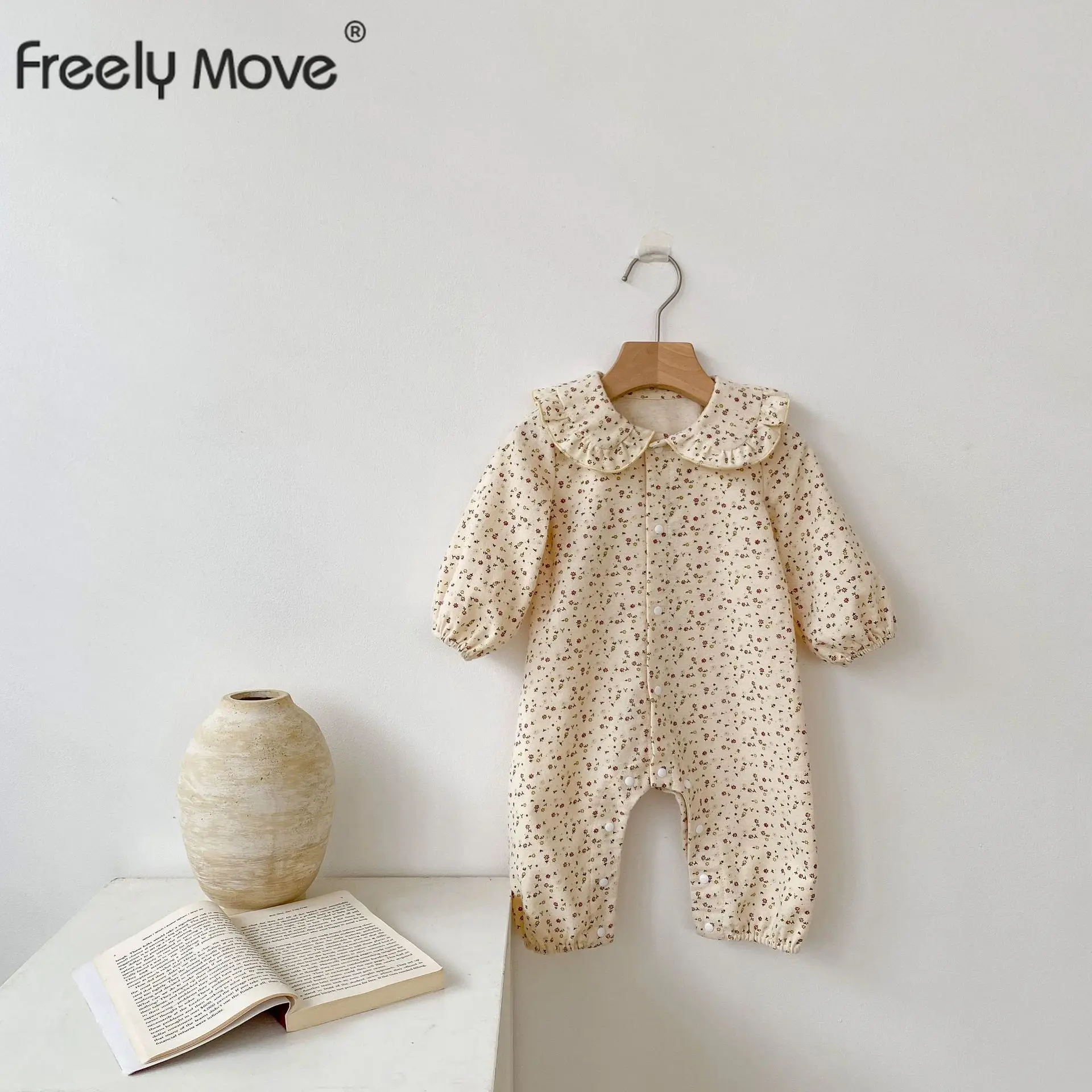 

Freely Move Autumn Baby Clothes Floral Newborn Girl Romper Long Sleeves Soft Cotton Newborn Jumpsuits Outfits Infant Clothing