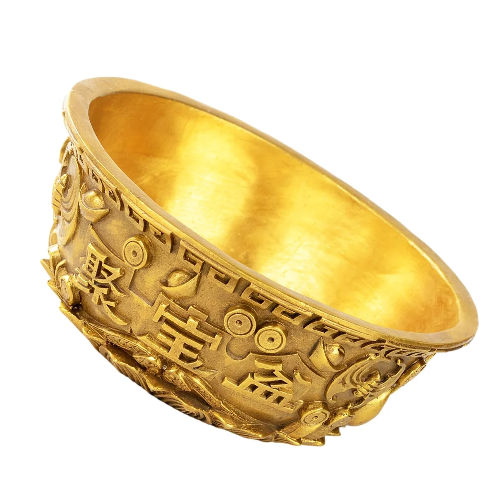 

Bowl Treasurebasin Offering Wealth Brassbowls Chinese Golden Gold Water Copper Tibetan Good Figurine Altar Meditation Money