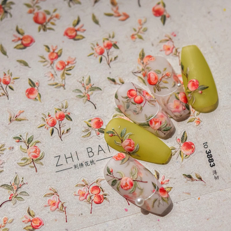 Желтые розовые персиковые зеленые 3D Самоклеящиеся Декоративные наклейки для