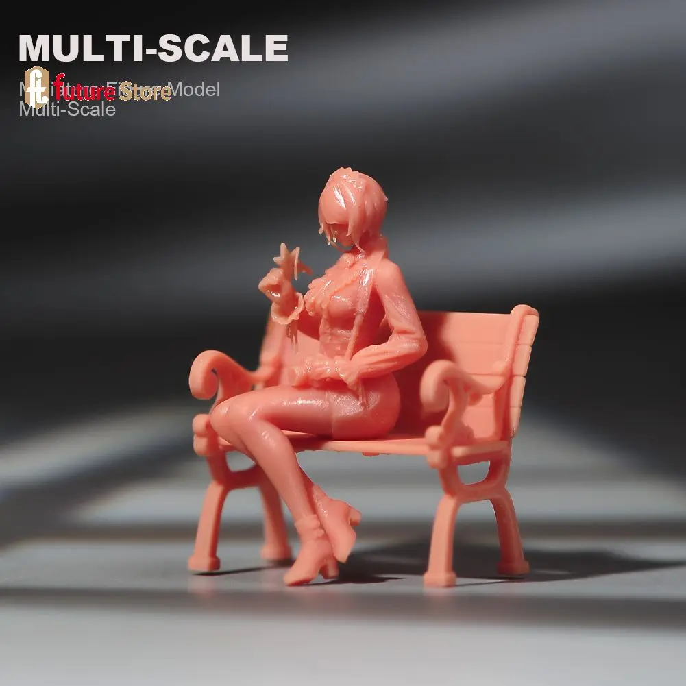 Миниатюрная фигурка 1/87 1/64 1/43 1/24 1/18 Девушка в красном платье на стуле Мини-диорама