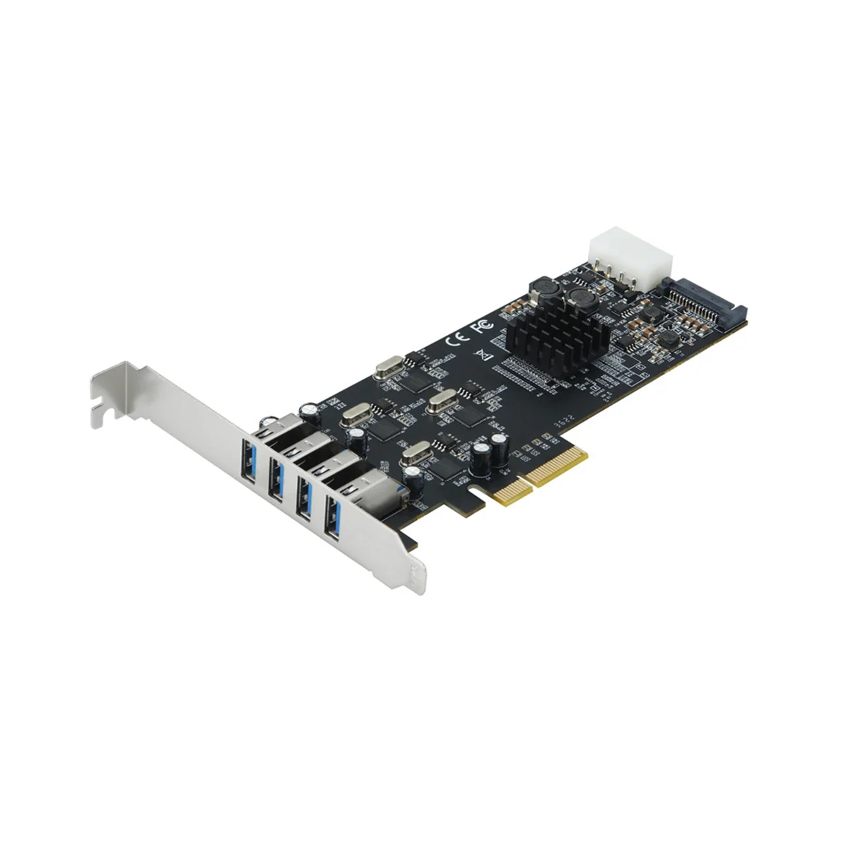 

PCIe 4 Ports USB3.0 Expansion Card 20G PCI-E to 4 Channels USB 3.0 Riser Card PCI Express Adapter Card