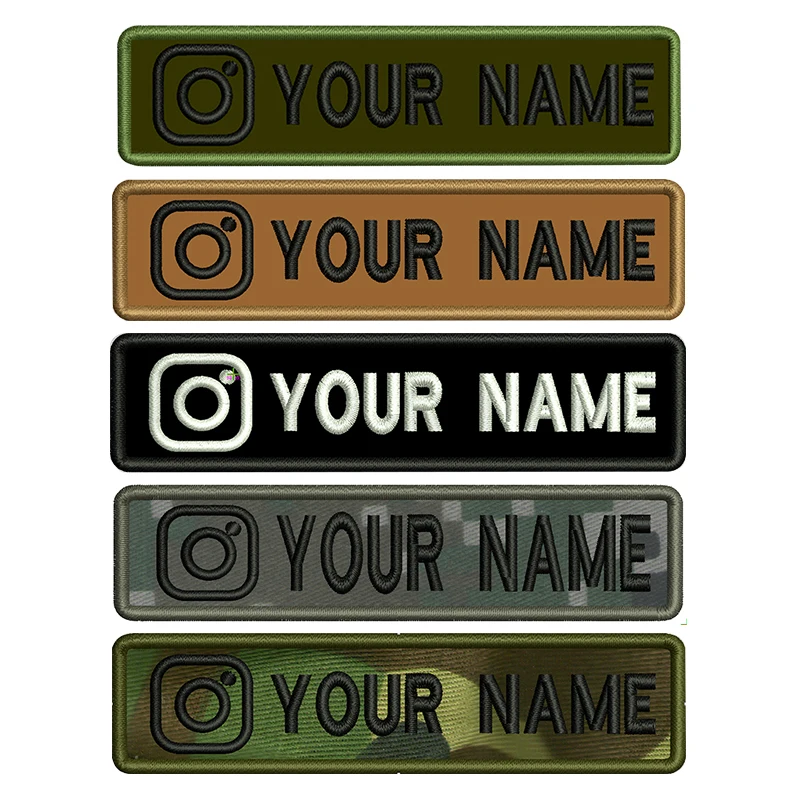 

Instagram Logo Personalized Name Patches Embroidered Name Tag Text Sew or Hook Backing For Uniform Hat Morale Bag Pet Collar