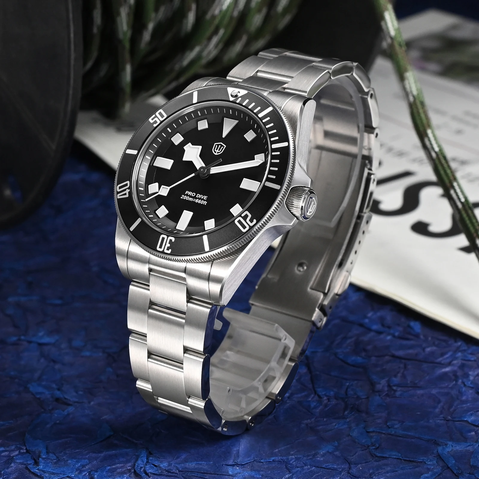 Фото Watchdives WD1969 Pro Watch VH31 Sweep Seconds Часы из нержавеющей стали с кварцевым механизмом Сапфировые водонепроницаемые наручные часы 200 м №2