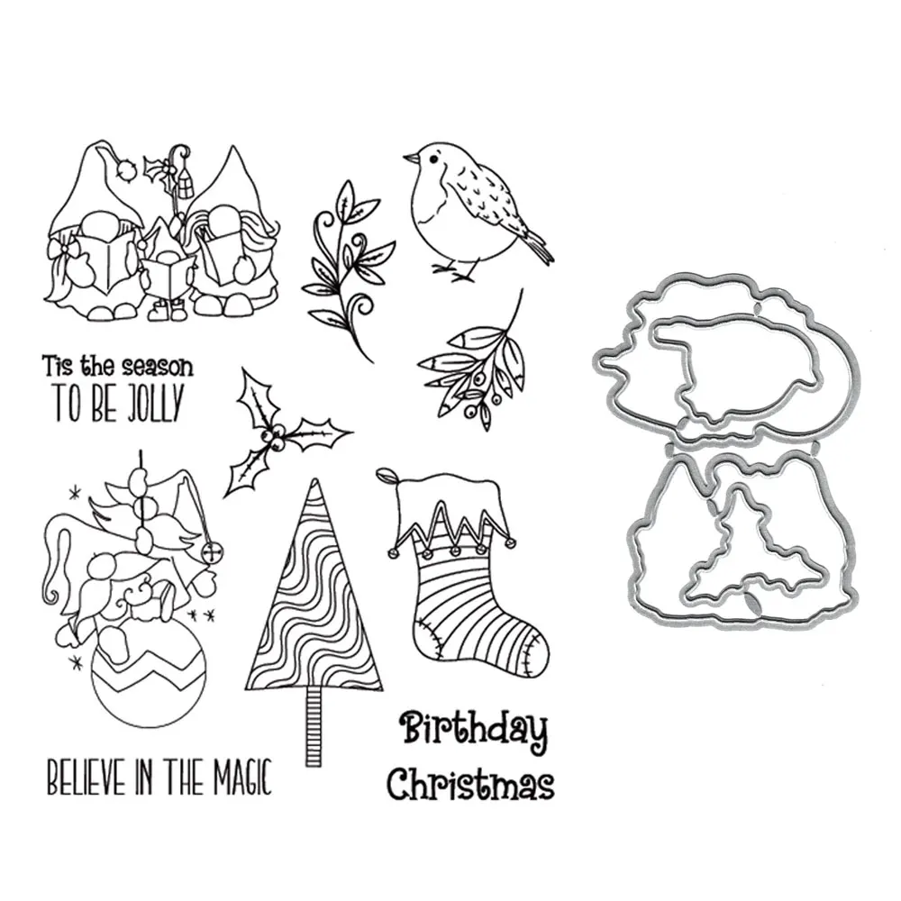 

New Arrival Christmas Birthday Metal Cutting Dies and Clear Stamps for DIY Scrapbooking Card Paper Crafts Making Photo Album