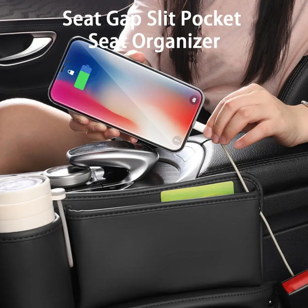 

Convenient Faux Leather Universal Console Side Seat Gap Filler Organize Car Supplies Seat Storage Box Slit Storage Box