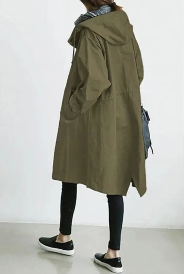 

Fashion Womens Trench Coats Hooded Long Spring Autumn Windproof Lady Female Casual Clothes 8 Color Windbreaker Korean Style