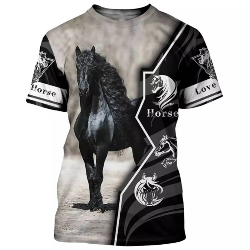 

Fashion Love Horse Animal 3D Print Men's T Shirts Summer Harajuku O-Neck Short Sleeve Oversized T-Shirt Unisex Clothing Tops Tee