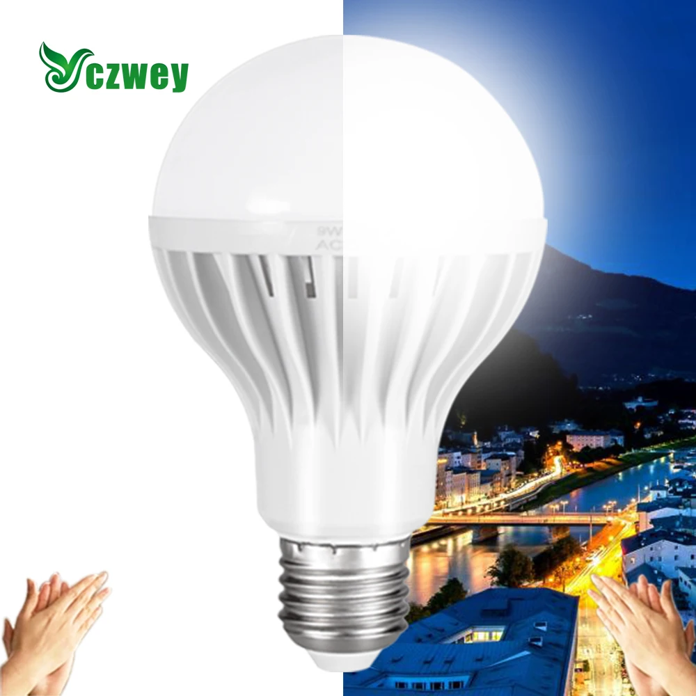 

Умный светодиодный ночник E27, сенсорный Переключатель Звука и светильник, 3 Вт, 5 Вт, 7 Вт, 9 Вт, белая декоративная лампа для дома, 220 В переменного тока