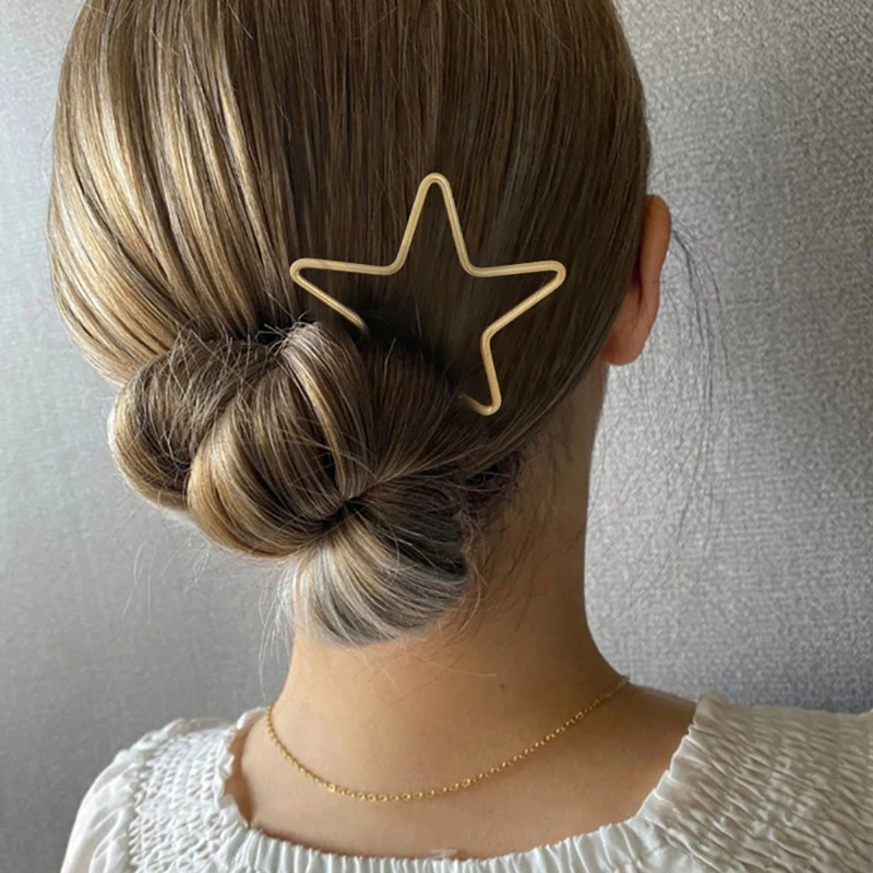 

Simple Star Love Heart Hair Sticks For Women Fashion Geometry Metal Hair Clips Girl Hair Accessories Gold Silver Color Hairpins