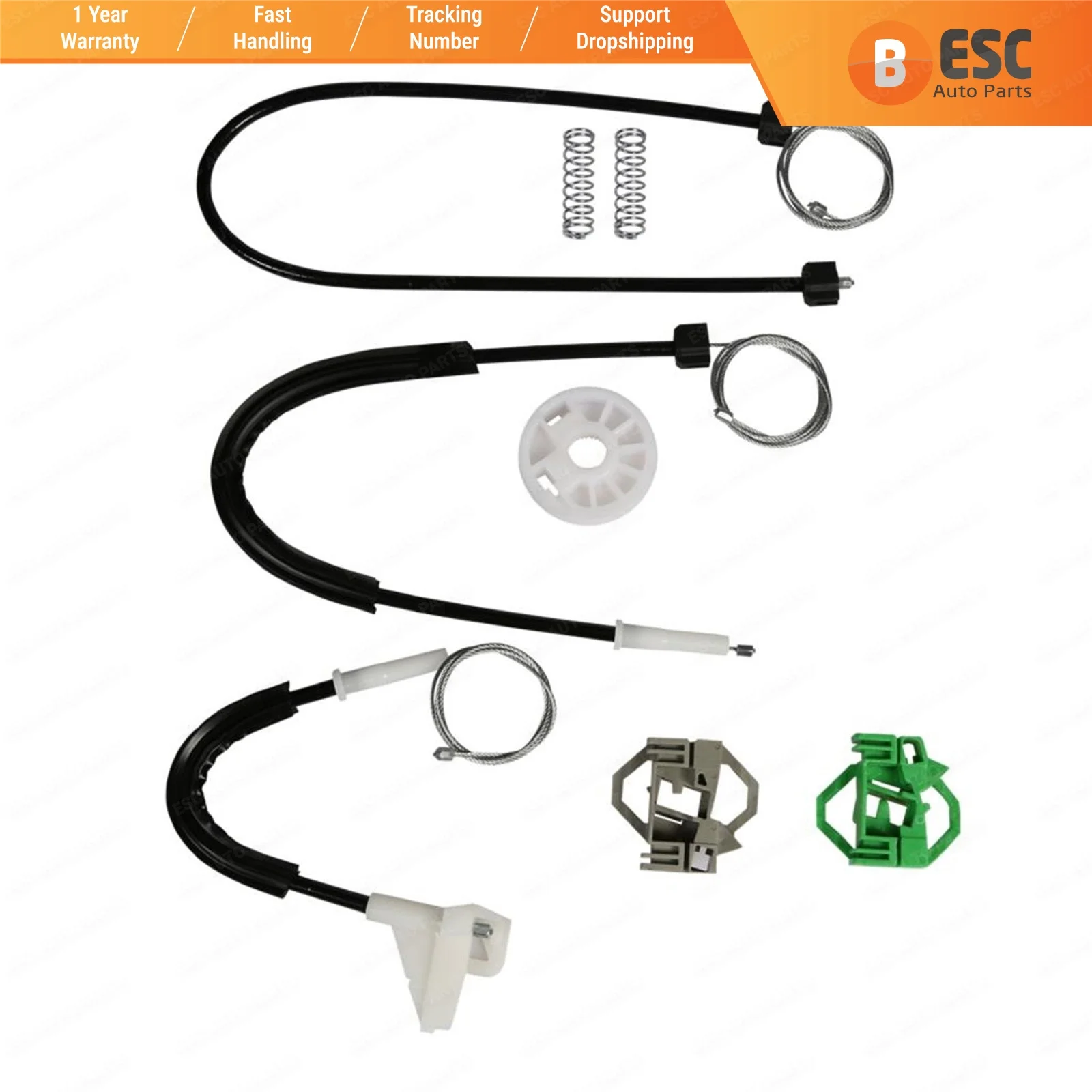 

ESC Auto Parts EWR483 Electrical Power Window Regulator Repair Kit Front Left Door 6K4837401 for Seat Cordoba Ibiza Inca MK1