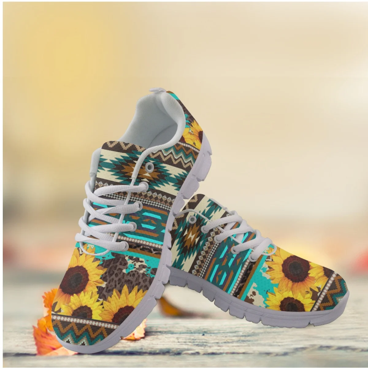 

Nopersonality Comfort Mesh Shoes Women's Comfortable Sunflower Sneakers Ethnic Tribal Shoes Platform Gift Zapatillas Mujer