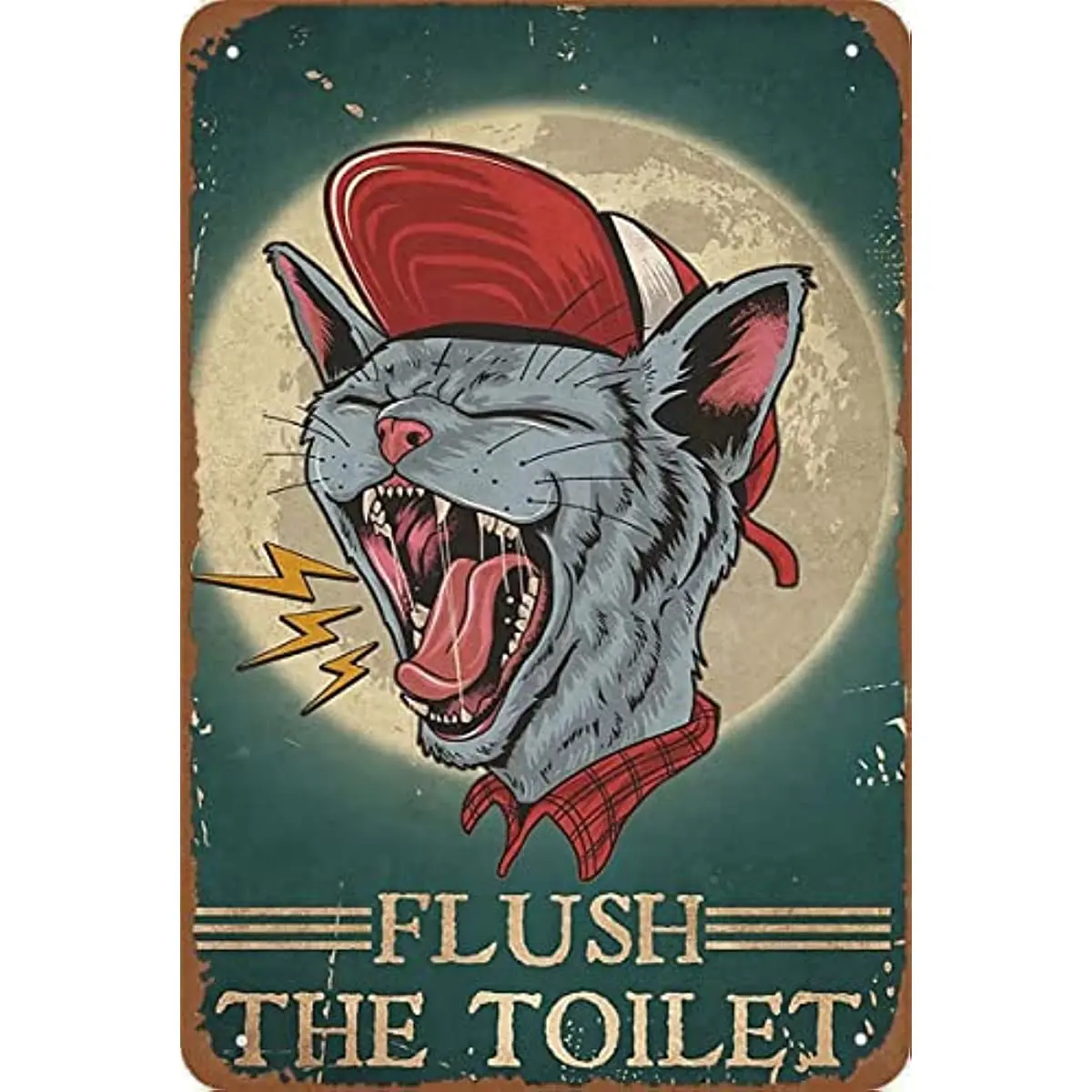 

Волк, кошка, настенное искусство, Ностальгический жестяной знак, забавный кот, постер, украшение для ванной комнаты, кошка, вертикальный постер, Забавный знак для туалета, ванной комнаты