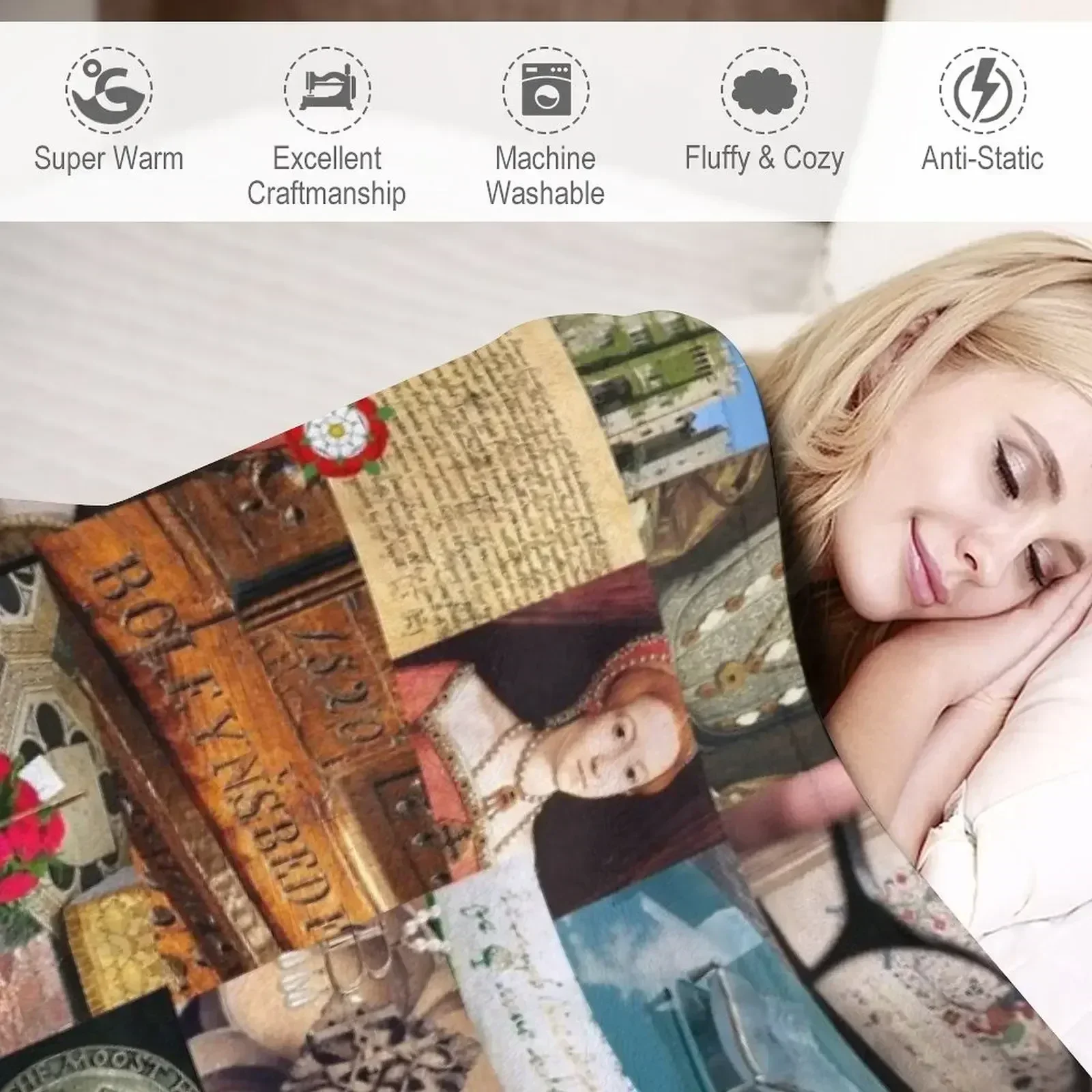 Одеяло с коллажем Anne Boleyn одеяла для диванов украшения