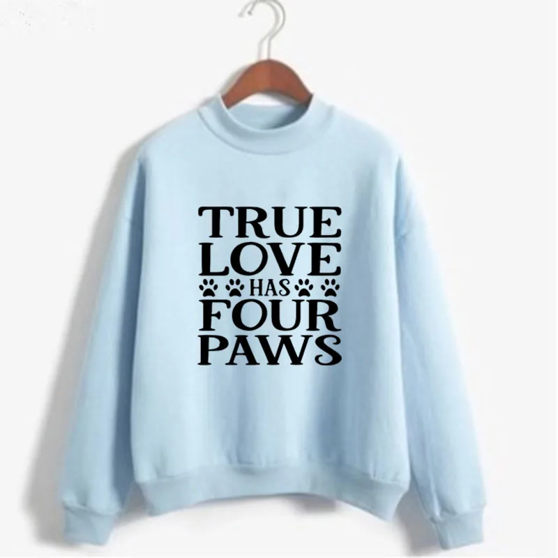 Женская толстовка с принтом в виде четырёх лап круглым вырезом - купить по